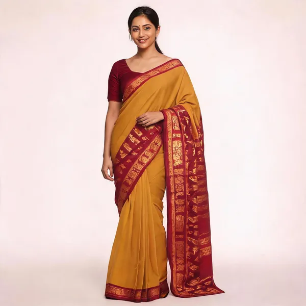 Orange_Soft_Litchi_Silk_Saree_For_Women
