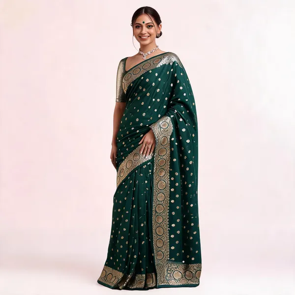 Green_Soft_Litchi_Silk_Saree_For_Women