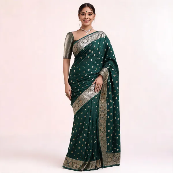 Green_Soft_Litchi_Silk_Saree_For_Women
