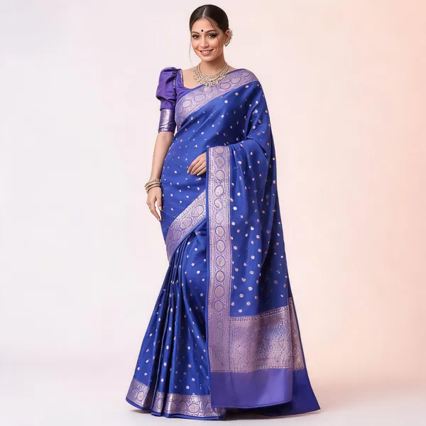 Blue_Soft_Litchi_Silk_Saree_For_Women
