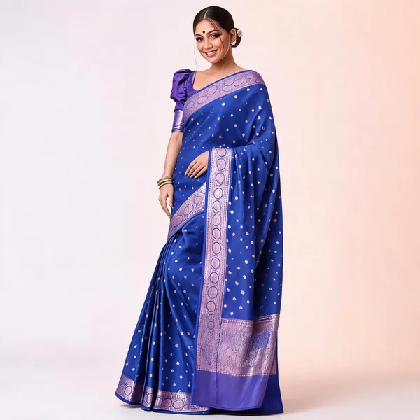 Blue_Soft_Litchi_Silk_Saree_For_Women