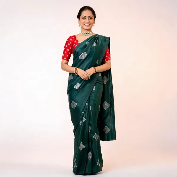 Green_Soft_Litchi_Silk_Saree_For_Women