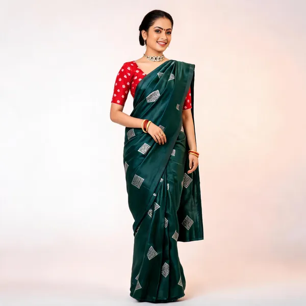 Green_Soft_Litchi_Silk_Saree_For_Women