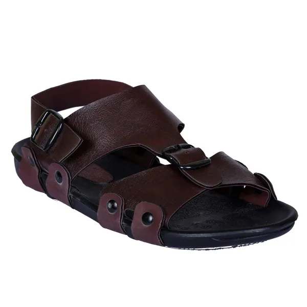 Brown_Synthetic_Leather_Sandals_For_Unisex