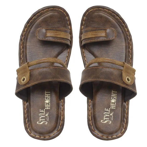 Beige_Sysnthetic_Leather_Slippers_For_Unisex