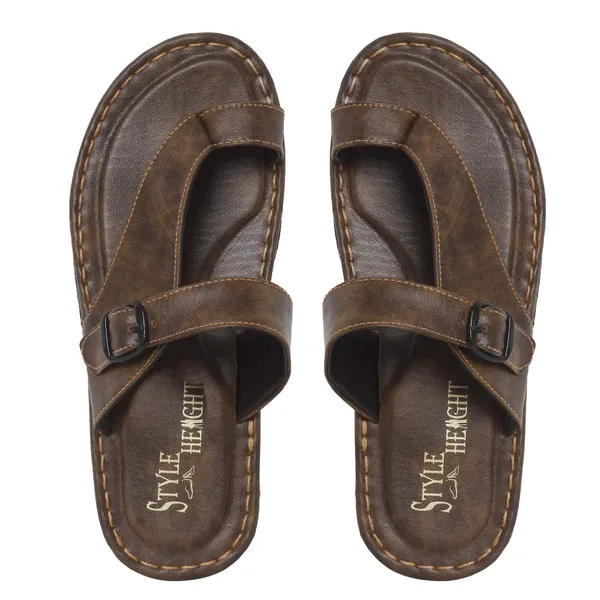 Dark_Brown_Sysnthetic_Leather_Slippers_For_Unisex