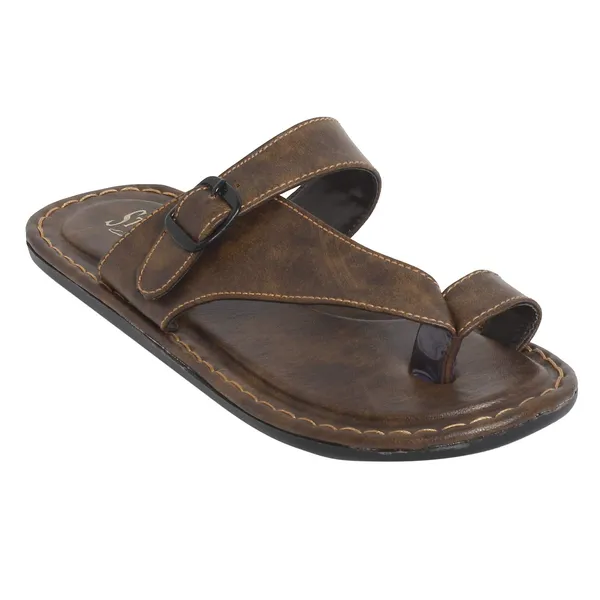 Dark_Brown_Sysnthetic_Leather_Slippers_For_Unisex