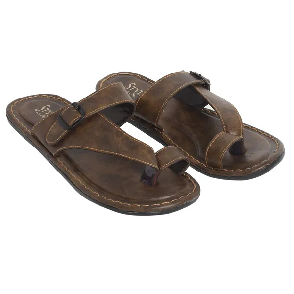 Dark_Brown_Sysnthetic_Leather_Slippers_For_Unisex