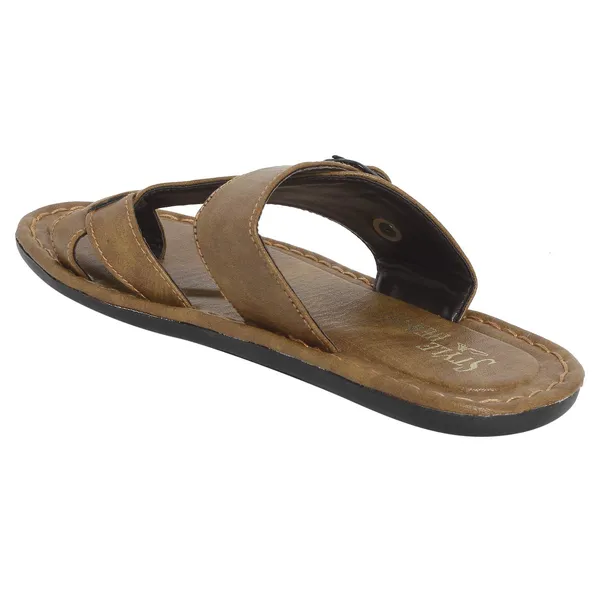 Tan_Sysnthetic_Leather_Slippers_For_Unisex