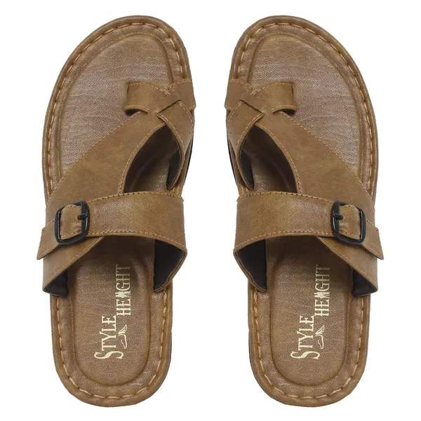 Tan_Sysnthetic_Leather_Slippers_For_Unisex