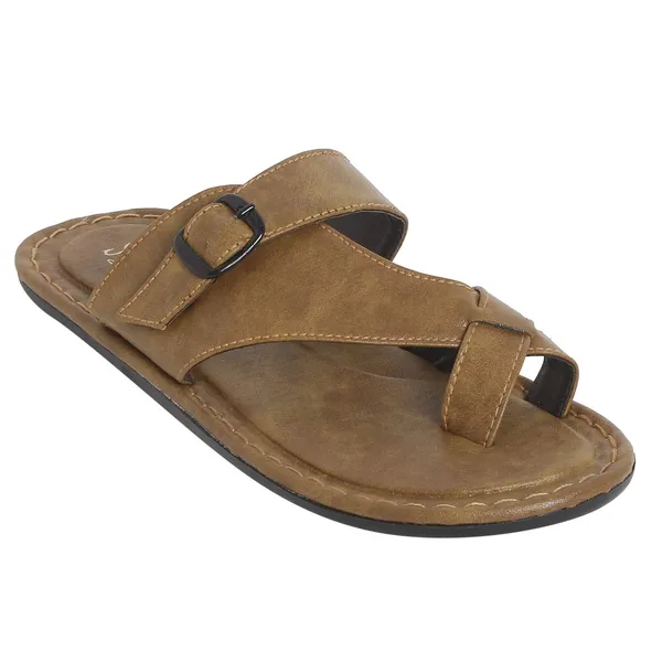 Tan_Sysnthetic_Leather_Slippers_For_Unisex