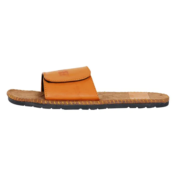 Tan_Synthetic_Leather_Slides_For_Unisex