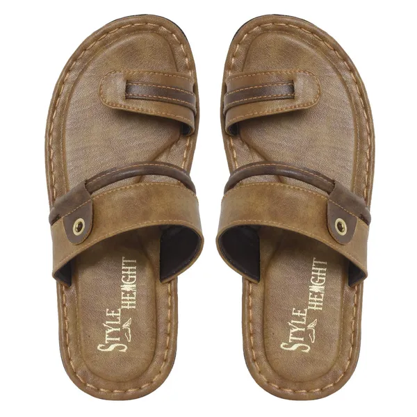 Tan_Synthetic_Leather_Slippers_For_Men