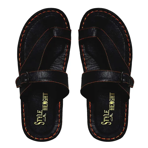 Black_Sysnthetic_Leather_Slippers_For_Unisex