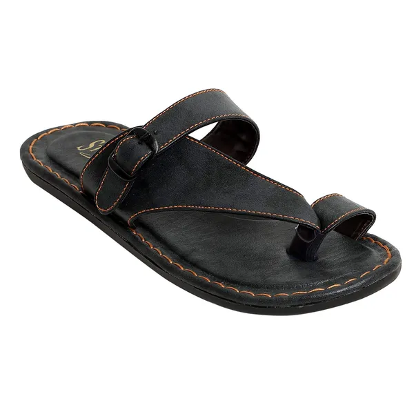 Black_Sysnthetic_Leather_Slippers_For_Unisex