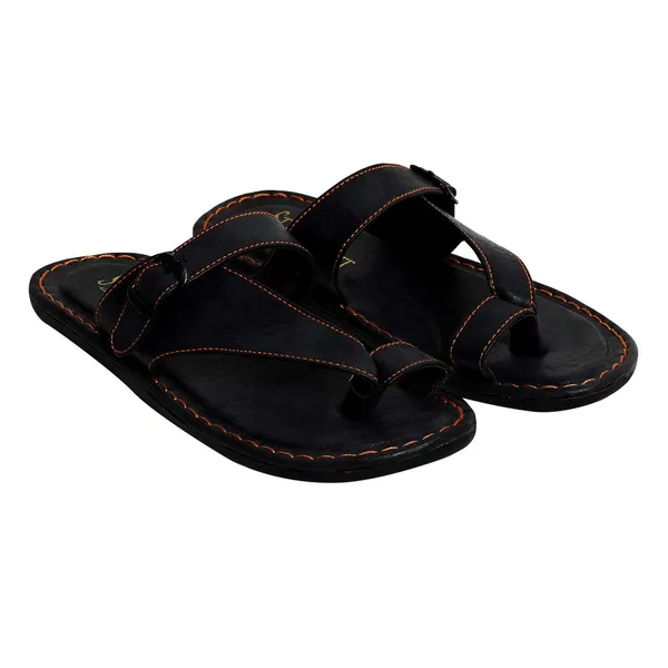 Black_Sysnthetic_Leather_Slippers_For_Unisex