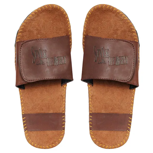 Brown_Synthetic_Leather_Slides_For_Unisex
