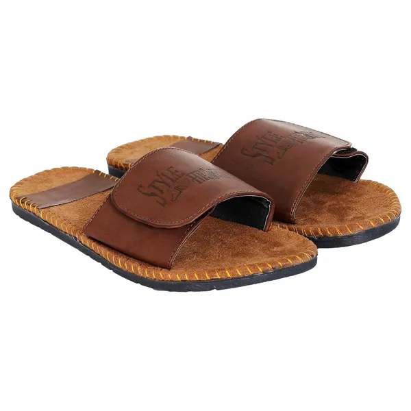 Brown_Synthetic_Leather_Slides_For_Unisex