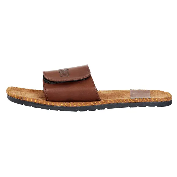 Brown_Synthetic_Leather_Slides_For_Unisex
