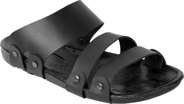 Black_Synthetic_Leather_Sandals_For_Men