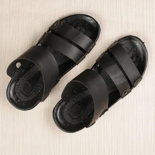 Black_Synthetic_Leather_Sandals_For_Men