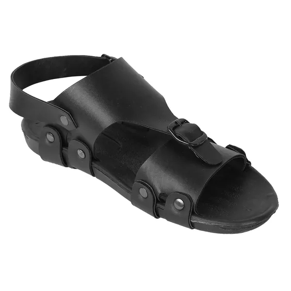 Black_Synthetic_Leather_Sandals_For_Men