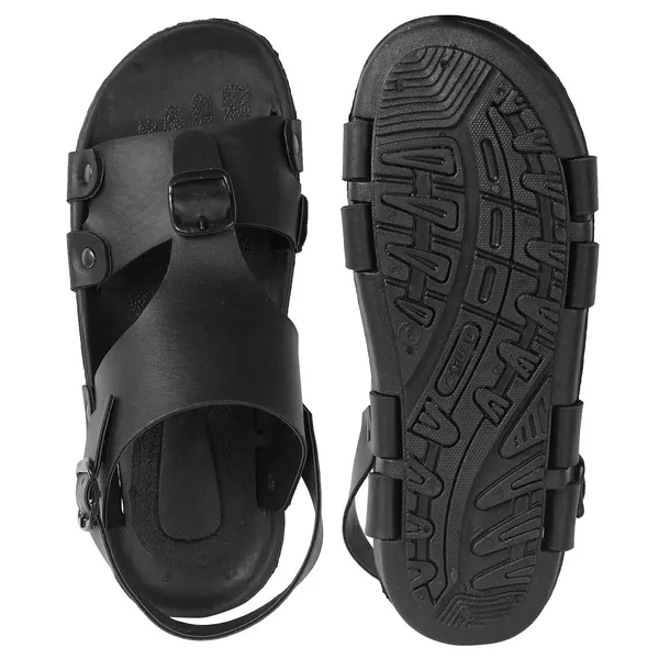 Black_Synthetic_Leather_Sandals_For_Men