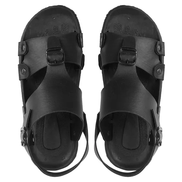 Black_Synthetic_Leather_Sandals_For_Men