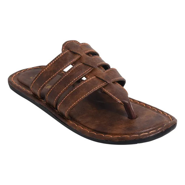 Dark_Brown_Synthetic_Leather_Sandals_For_Men