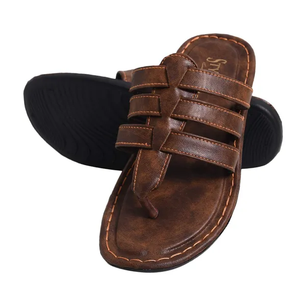 Dark_Brown_Synthetic_Leather_Sandals_For_Men