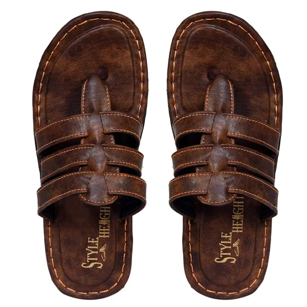 Dark_Brown_Synthetic_Leather_Sandals_For_Men