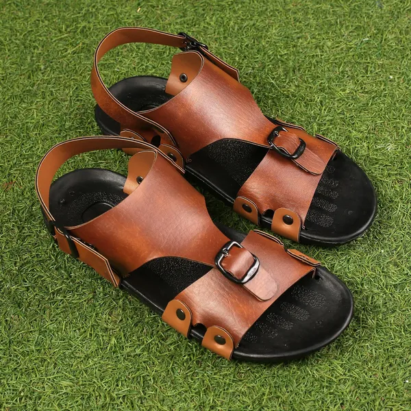 Tan_Synthetic_Leather_Sandals_For_Men