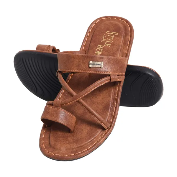 Brown_Synthetic_Leather_Slippers_For_Men