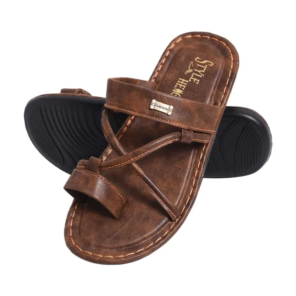 Beige_Synthetic_Leather_Sandals_For_Men