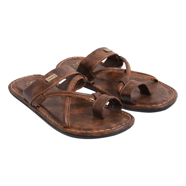 Beige_Synthetic_Leather_Sandals_For_Men