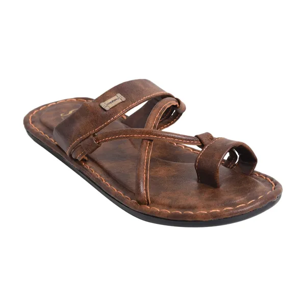 Beige_Synthetic_Leather_Sandals_For_Men