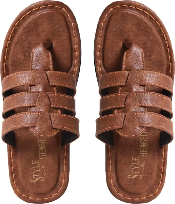 Brown_Synthetic_Leather_Sandals_For_Men