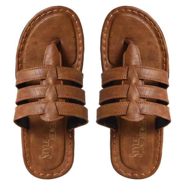 Tan_Synthetic_Leather_Sandals_For_Men