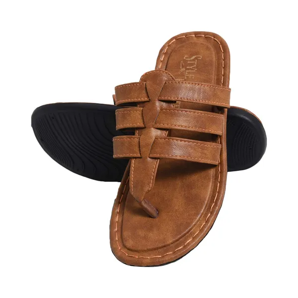 Tan_Synthetic_Leather_Sandals_For_Men