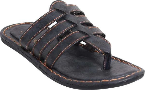 Black_Synthetic_Leather_Sandals_For_Men