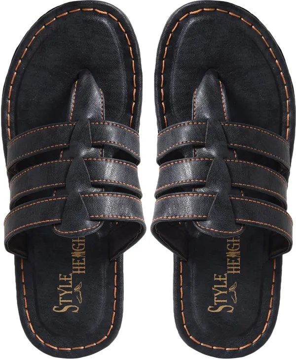 Black_Synthetic_Leather_Sandals_For_Men