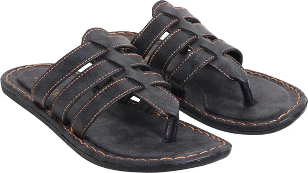 Black_Synthetic_Leather_Sandals_For_Men