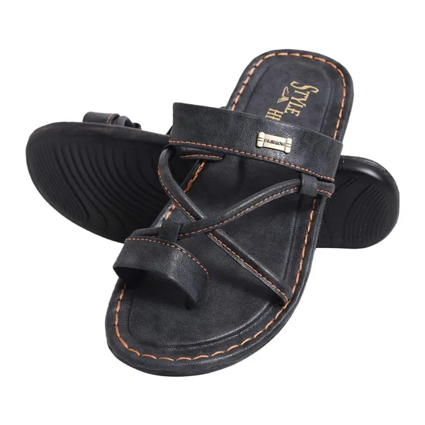 Black_Synthetic_Leather_Sandals_For_Men