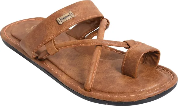 Tan_Sysnthetic_Leather_Sandals_For_Men