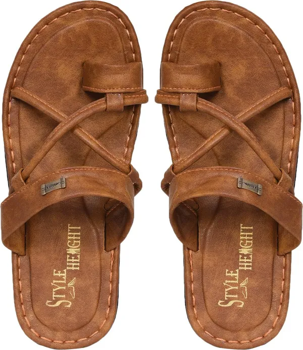 Tan_Sysnthetic_Leather_Sandals_For_Men