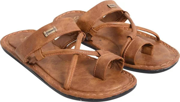 Tan_Sysnthetic_Leather_Sandals_For_Men