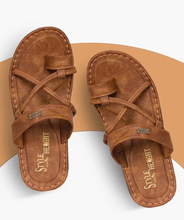 Tan_Sysnthetic_Leather_Sandals_For_Men