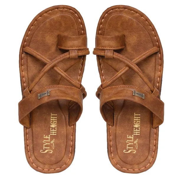 Tan_Synthetic_Leather_Sandals_For_Men