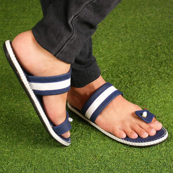 Blue_Synthetic_Leather_Flip_Flops_For_Men
