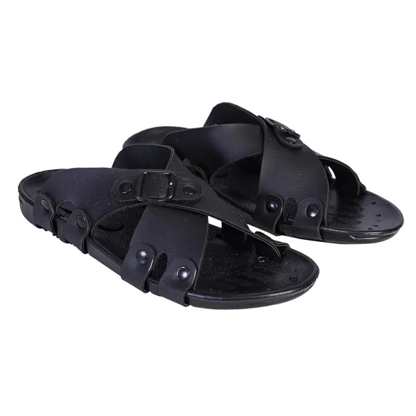 Black_Synthetic_Leather_Sandals_For_Men